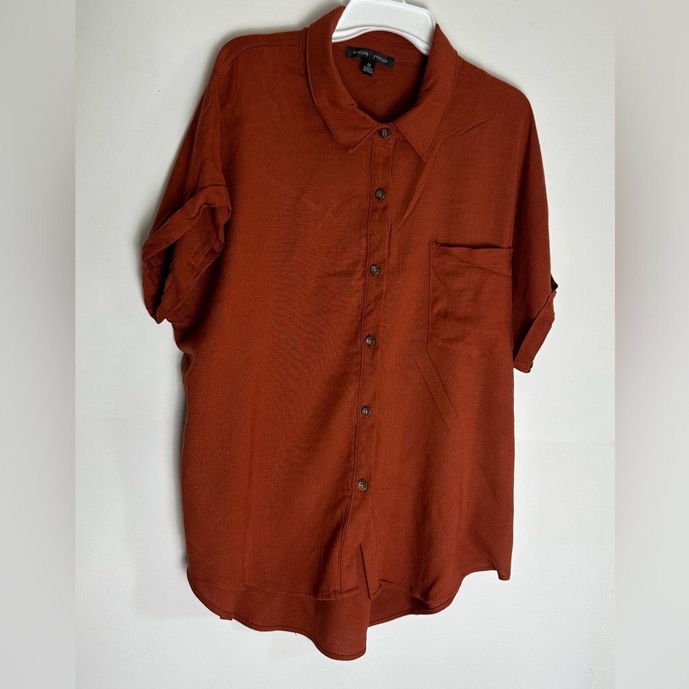 Women’s Copper Button Down Blouse, Size M